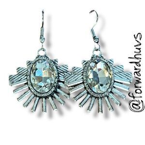 Bundle Sale 3 for $15 | Bold Silver Tone Glass Rhinestone Earrings